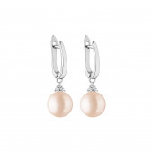 Cercei perle naturale roz piersica de argint cu pietre si tortita DiAmanti SK21367EL-P-G